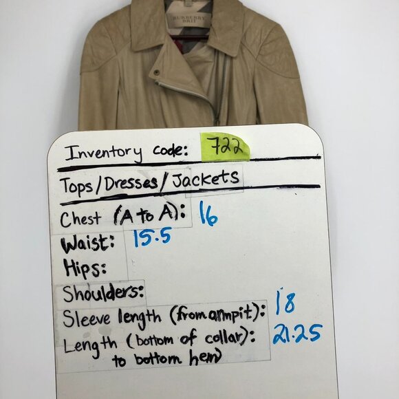 Burberry Tan Leather Women’s Moto Jacket size 6 - Picture 15 of 16